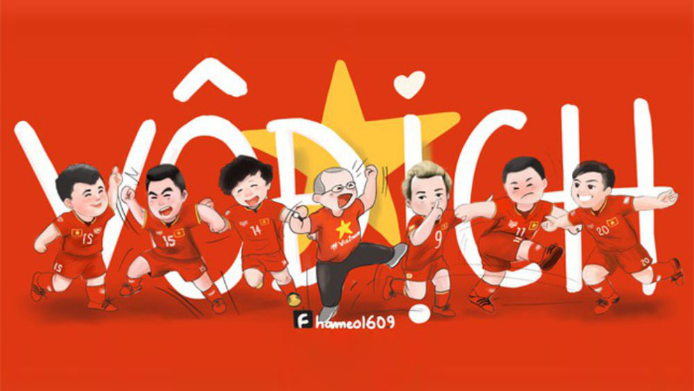 Việt Nam vô địch AFF Cup 2018, người hâm mộ vẽ tranh vui nhộn chúc mừng