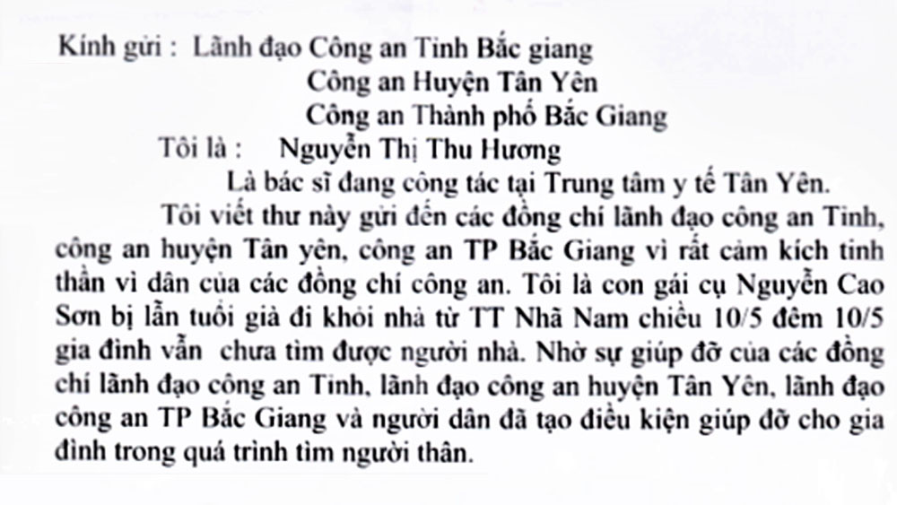 Tân Yên: Ấm lòng từ lá thư cảm ơn của công dân