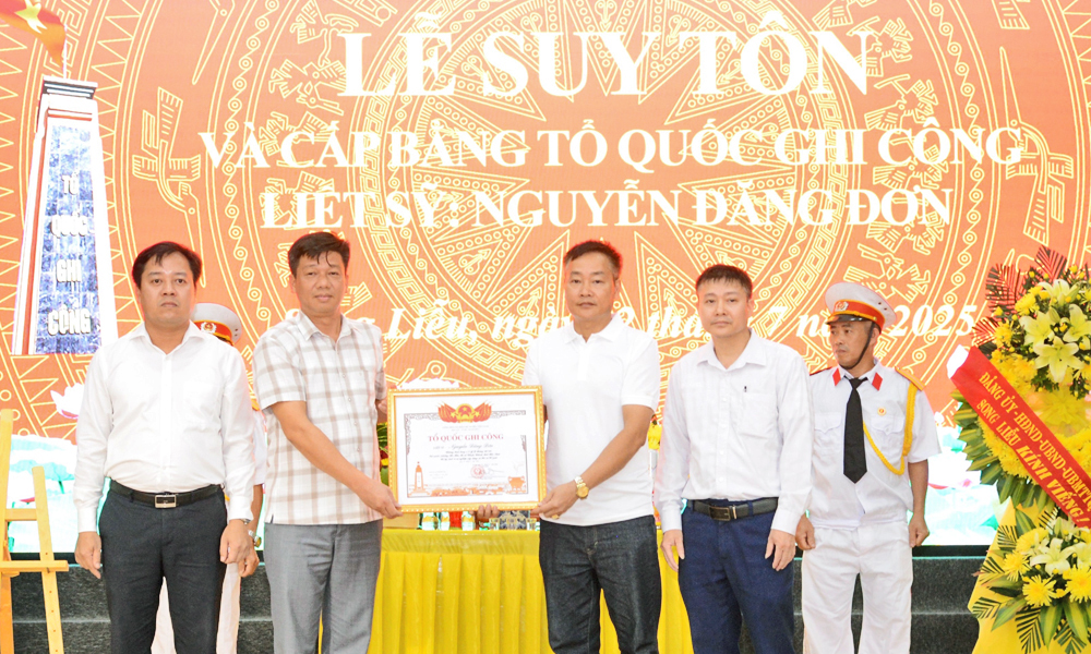 Suy tôn và cấp Bằng Tổ quốc ghi công liệt sĩ Nguyễn Đăng Đơn