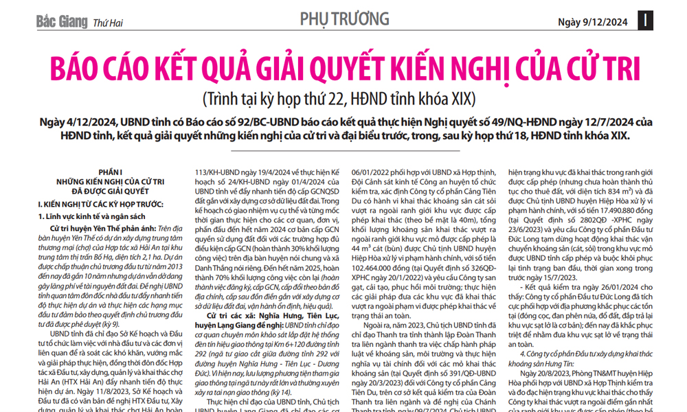  Cử tri hỏi - Cơ quan chức năng trả lời