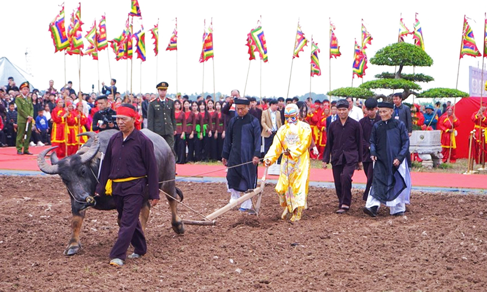 Khai mạc lễ hội Tịch điền Đọi Sơn, tái hiện huyền tích vua Lê Đại Hành đi cày