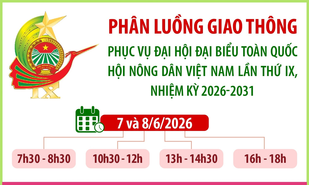 Phân luồng giao thông phục vụ Đại hội đại biểu toàn quốc Hội Nông dân Việt Nam lần thứ IX, nhiệm kỳ 2026 - 2031