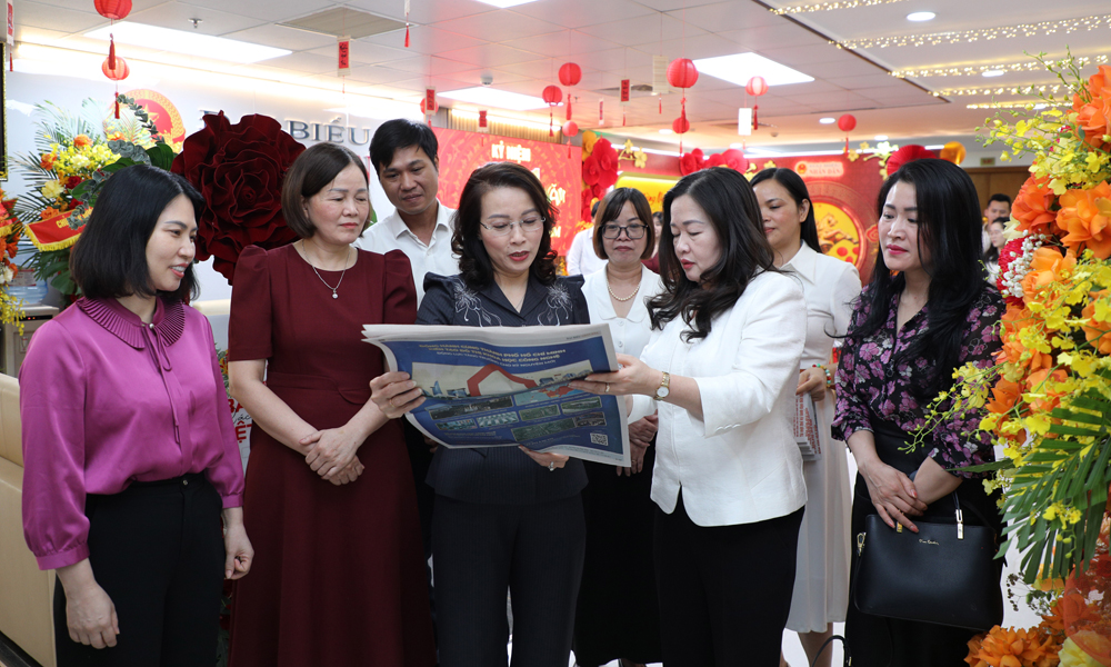 Phó Bí thư Thường trực Tỉnh ủy, Trưởng Đoàn Đại biểu Quốc hội tỉnh Nguyễn Thị Hương thăm và chúc mừng các cơ quan báo chí Trung ương