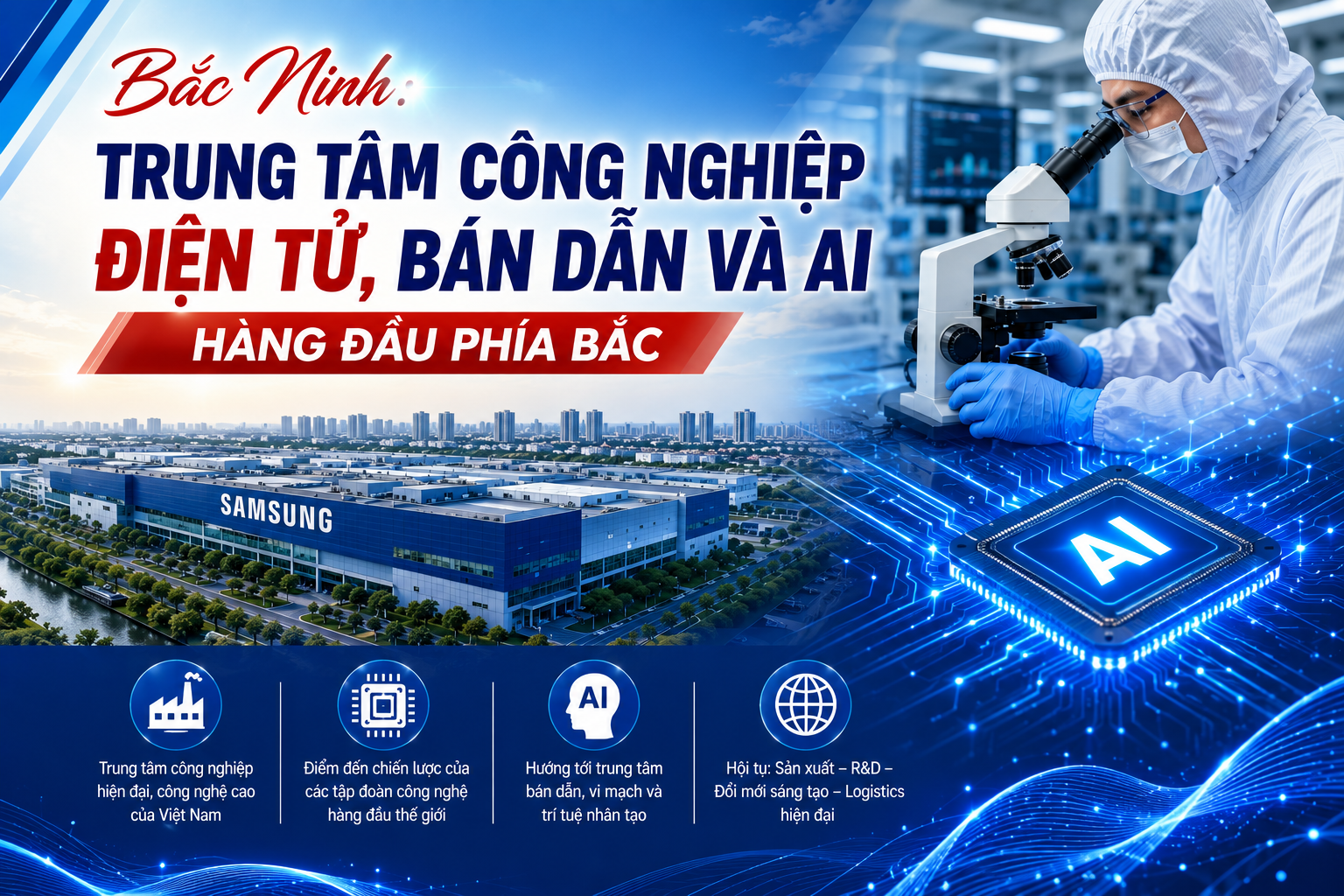 Bắc Ninh: Trung tâm công nghiệp điện tử, bán dẫn và AI hàng đầu phía Bắc